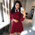 Women Long Sleeve Sweater Dress Women's Irregular Hem Casual Autumn Winter Dress Women O-neck A Line Short Mini Knitted Dresses - menochic